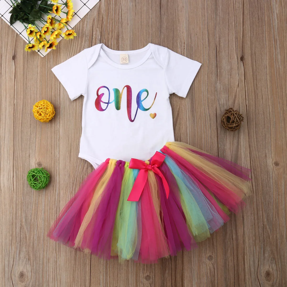 

Pudcoco Girl Set 0-24M Newborn Baby Girls Tops Romper Tutu Skirt Tulle Dress Outfits Clothes