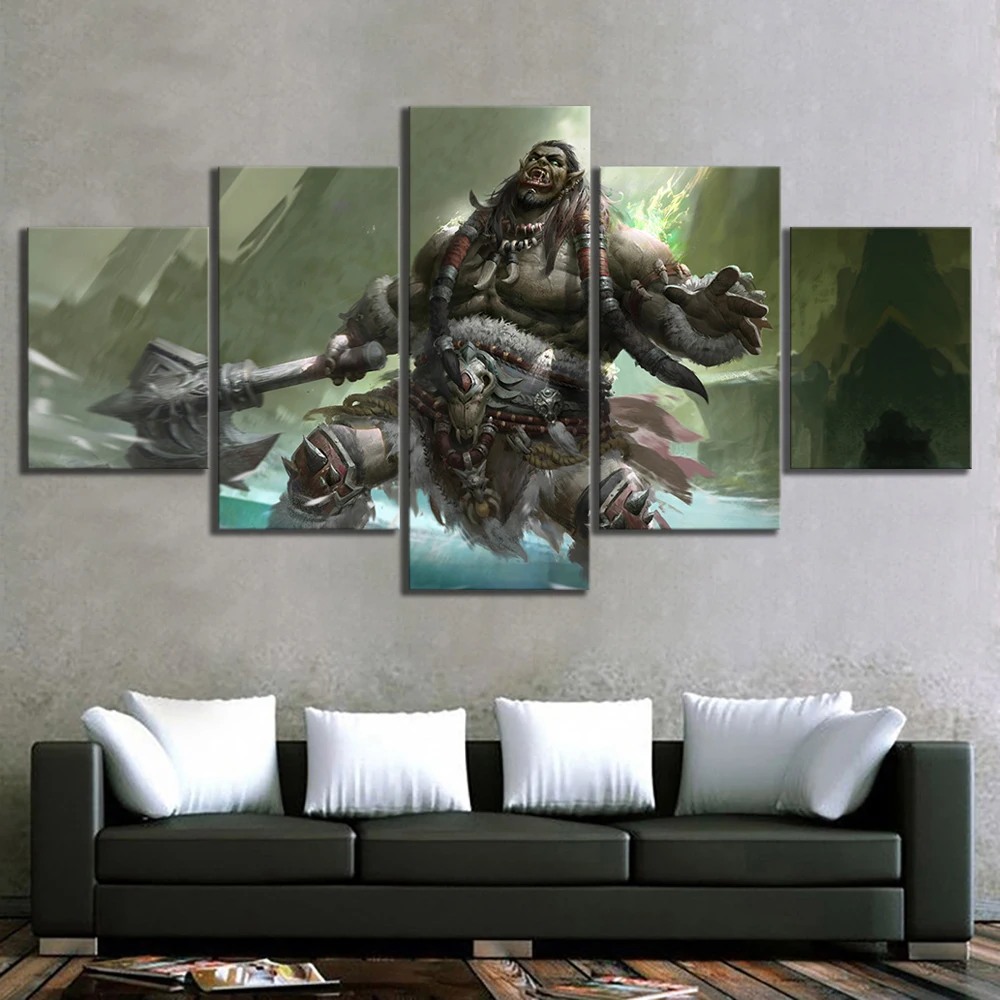  Home Decor Modular Canvas Picture 5 Piece WOW Warcraft DOTA 2 Classic Game Painting Poster Wall For