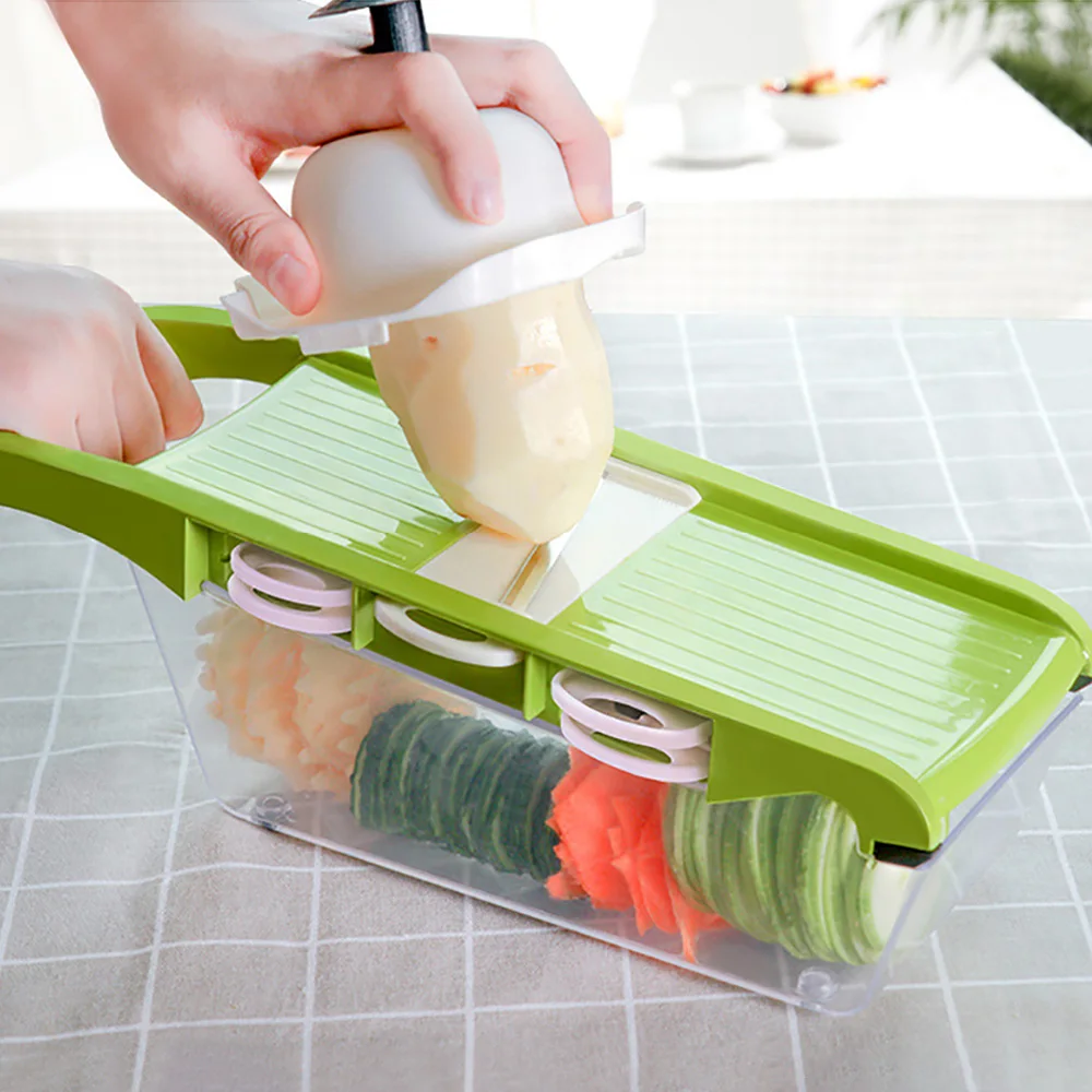 

Multi-function Vegetable Food Cutter Grater Food Shredders Container Manual Fruit Slicer Chopper Sets with 6 Blades Peeler home