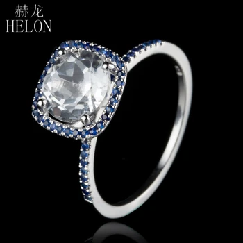 

HELON Real 10K White Gold 2.52ct Natural White Topaz Sapphires Engagement Wedding Ring Women Trendy Party Gift Fine Jewelry Ring