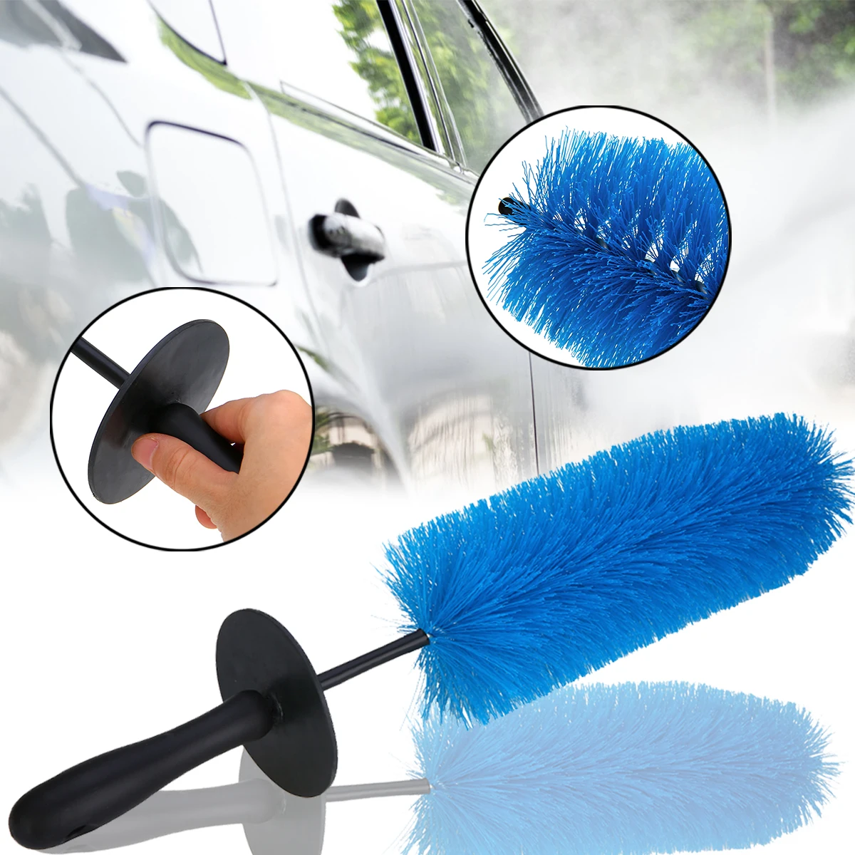 

Mayitr 1pc 44cm PP/PE Car Wheel Rim Brush Easy Reach Tire Detail Brush Soft Bristle Cleaning Tool