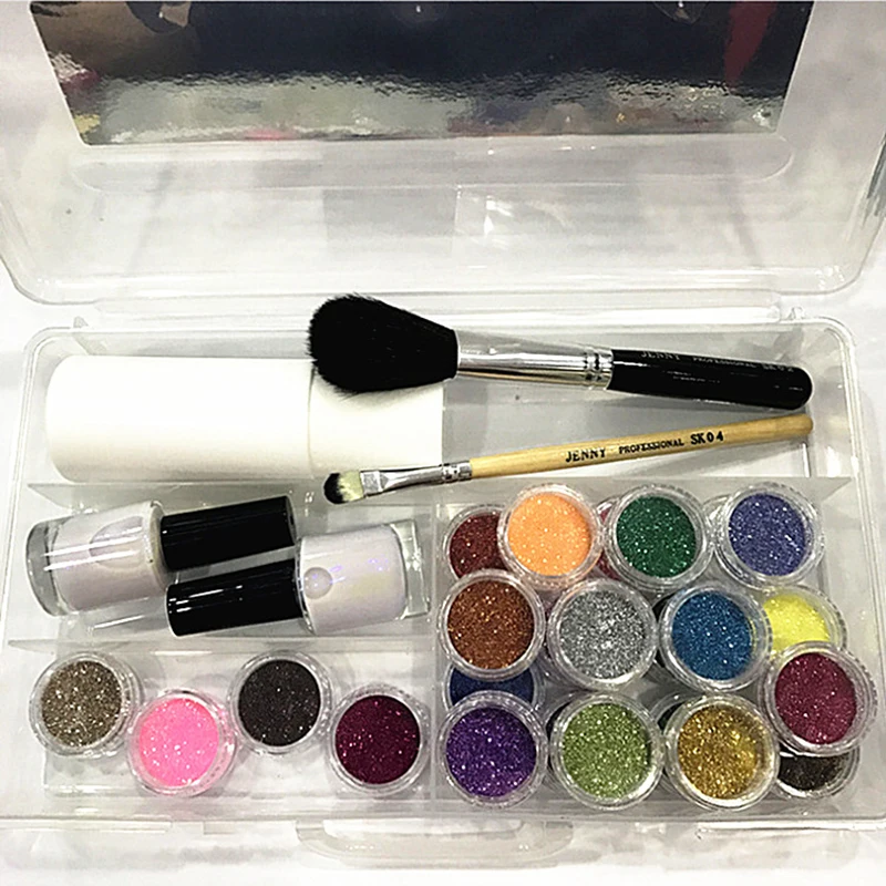 

Temporary Glitter Tattoo Kit Princess 108 Stencils 24 Glitters Glue Brushes
