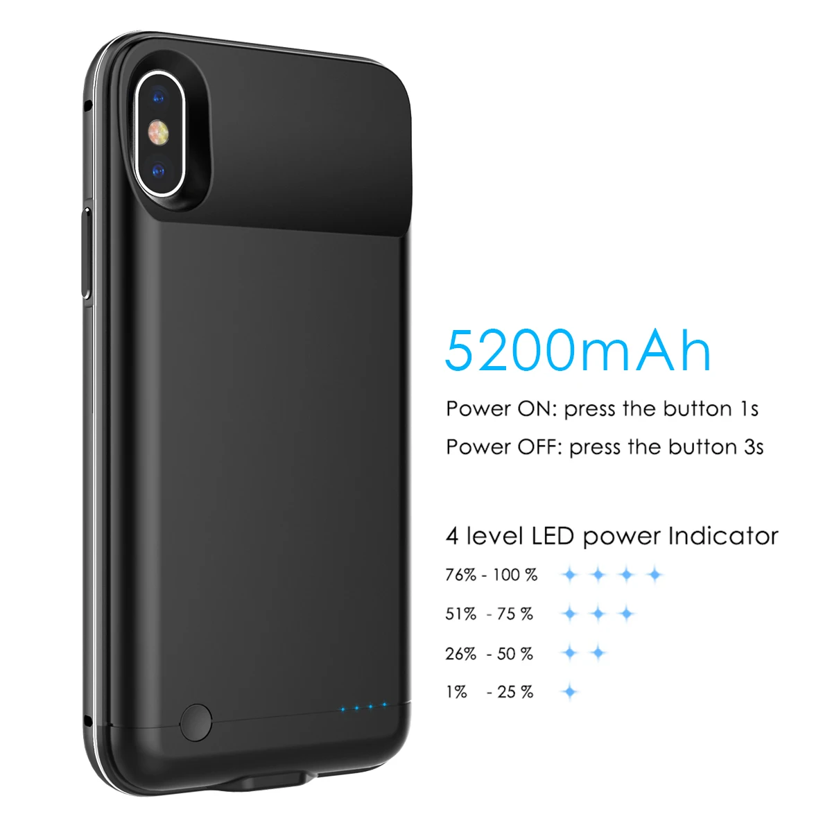 Чехол для зарядного устройства iPhone X/Xs 5200 мАч чехол телефона|Чехлы с