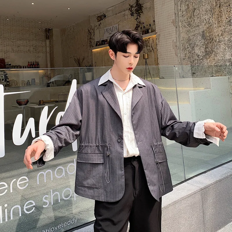 

Men's Casual Suit 2019 Spring And Autumn New Design Silhouette Suit Striped Loose One Button Simple Wild Small Suit Personality