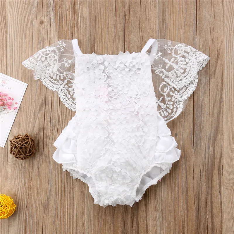 

CANIS 2019 New Kids Baby Girl Clothes Lace Floral Bodysuit Jumpsuit Outfit Stock Babys Sleeveless Clothe Baby Clothing Sets