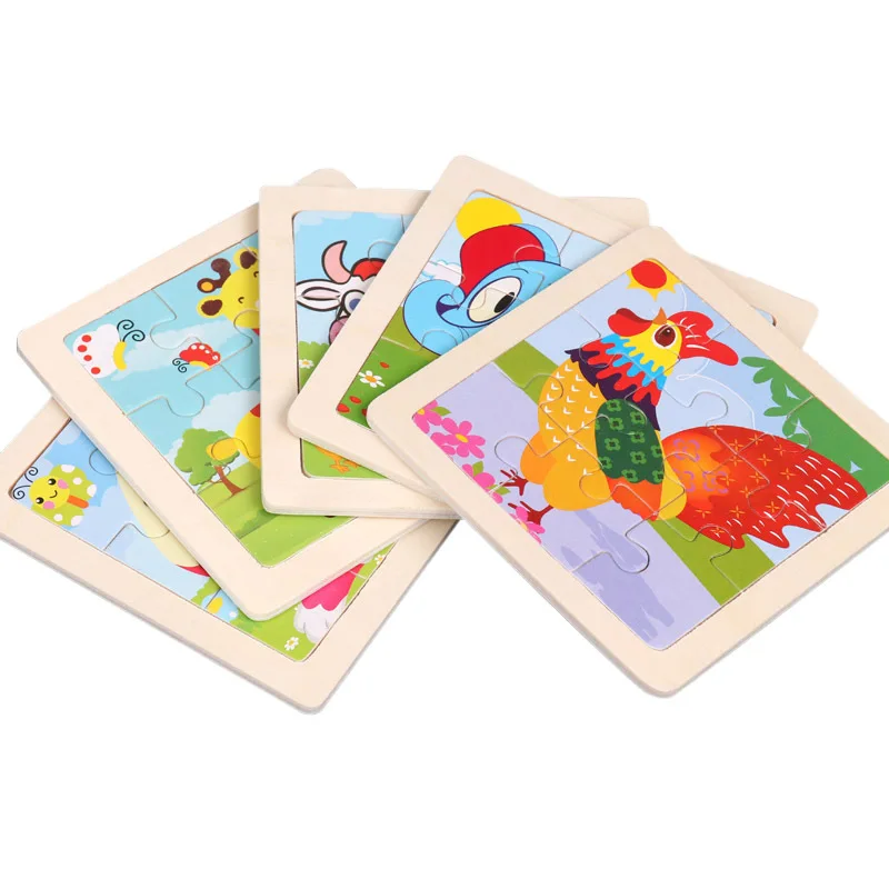 

DDWE Wooden Puzzles Toys Baby Cute Cartoon Animals 3D Wood Puzzle Toy Kids Wooden Puzzles Educational Toy For Child 1-5 Year Old