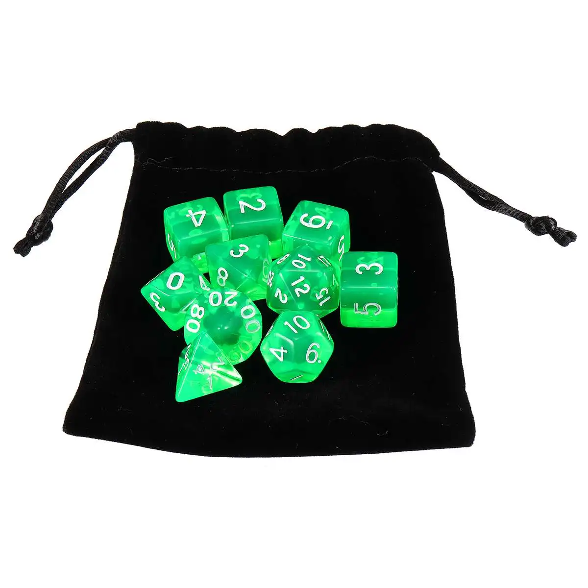

7Pcs Green Polyhedral Acrylic Dices Toy Role Playing Game DnD TRPG Games Dices Props Children Math Educational Digital Dice Gift