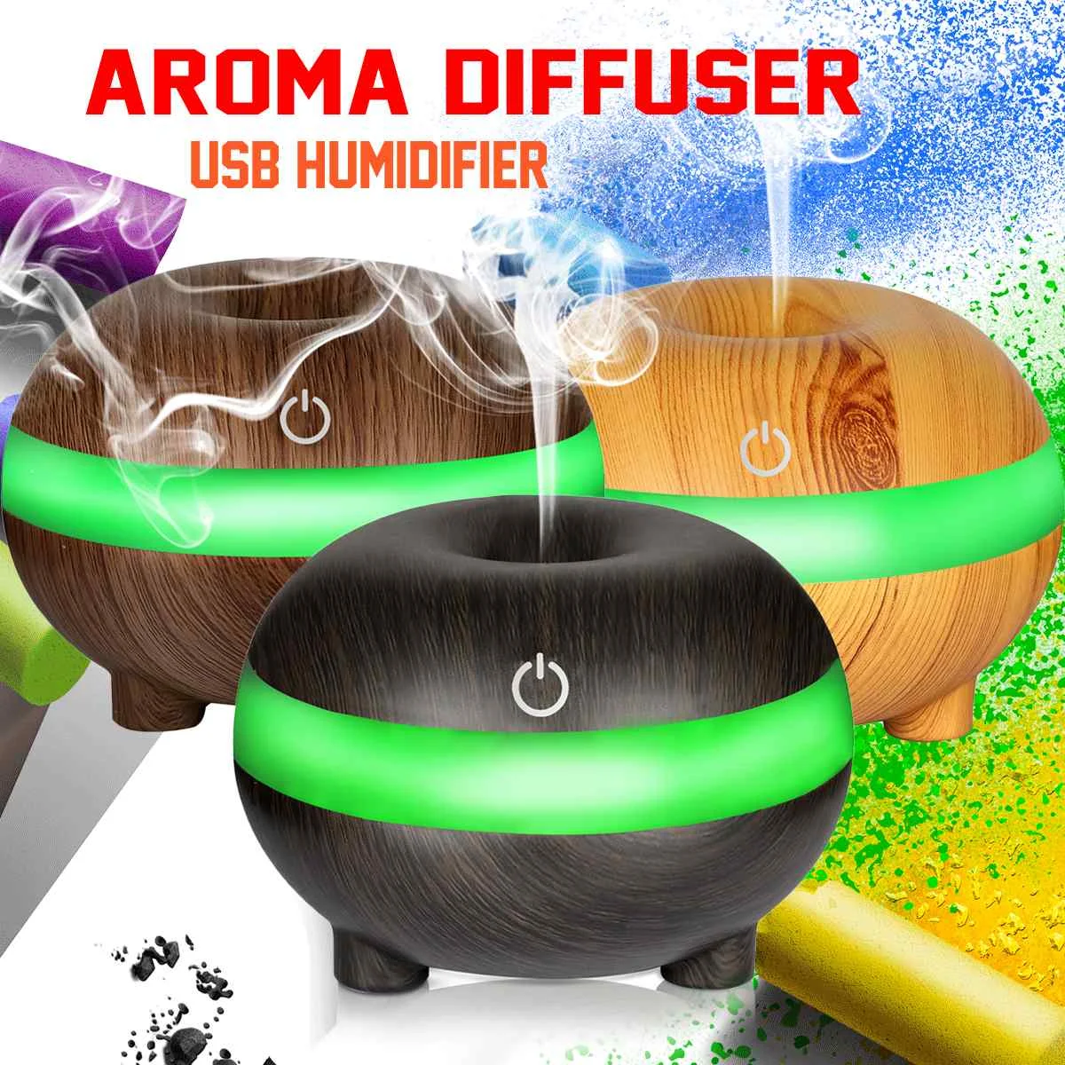 

7 Color LED Night Ultrasonic Air Humidifier Essential Oil Aroma Diffuser Aromatherapy USB Cold Mist Purifier for Office Home Car