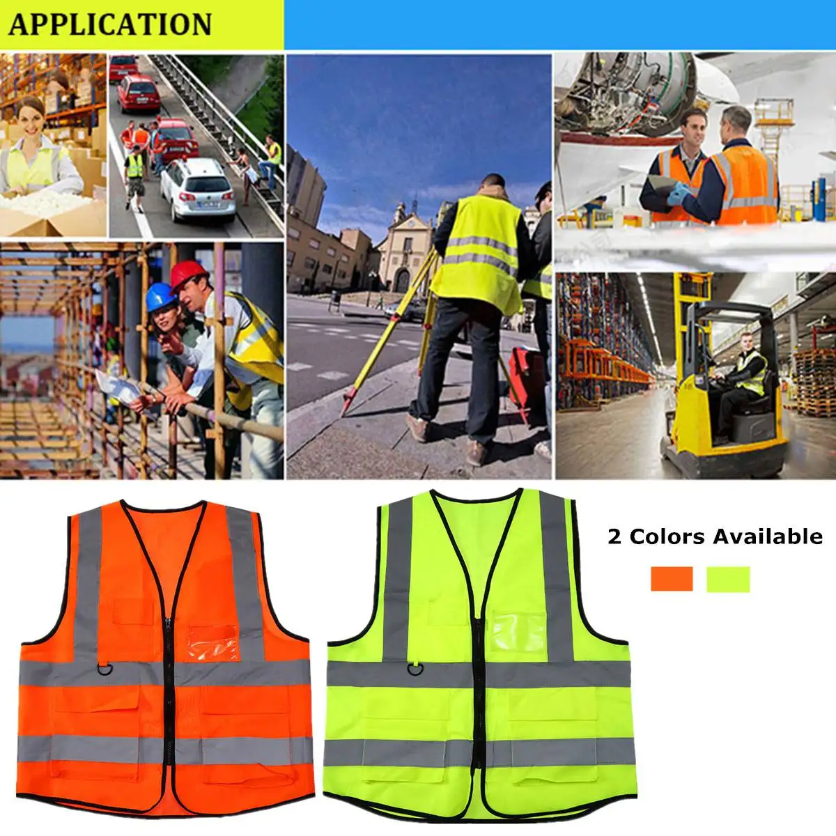 

High Visibility Safety Reflective Fluorescent Green/Orange Vest Night Work Security Traffic Cycling Wear High Reflectivity