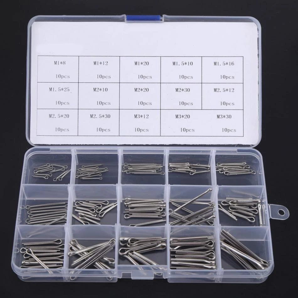 

BHTS-150Pcs Split Cotter Pins Kit Set W/ Box Stainless Steel Assortment Split-Cotter Fastening Pins 15 Types M1-M3 Hot Sale Wh