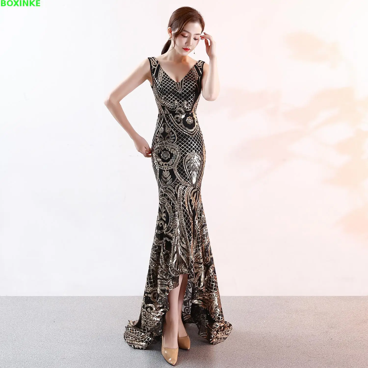 Vestido Longo размера плюс Сетчатое макси платье Новое Сексуальное вечернее с v