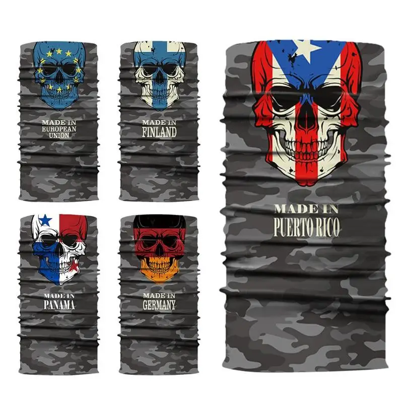 cheap Bicycle Bike Mask Sports Magic Headband 3D Skull Printed Outdoor Cycling Riding Seamless Sunscreen Head Scarf Face Masks Bandana