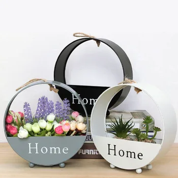

Brief Iron Wall Rattan Hanging Basket Decor Home Garden Flower Pot Basket Artifical Flower Vertical Plant Pot Planter Container
