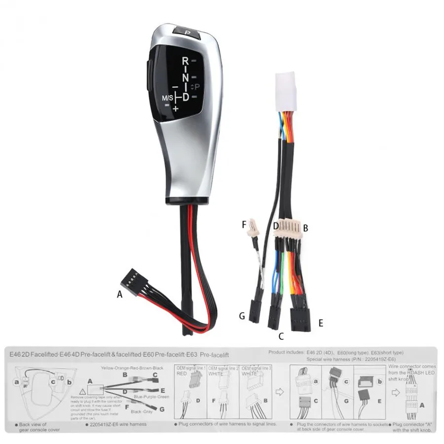 Левосторонний/правосторонний автомобиля светодиодный Шестерни Shift, Ручка переключения для BMW E81 E82 E84 E87 E88 E89 E90 E91 E92