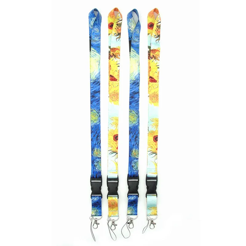 

Van Gogh painting art Lanyard Cartoon Neck Key Strap for Phone Keys ID Card Chain Necklaces 2019 New Arrival Key Chain 1PC Long
