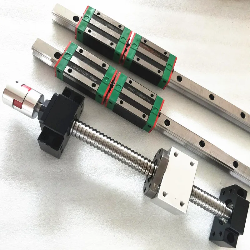 

square linear guide HGR20 600mm with 4 pcs linear block HGH20CA and ball screw set RM1605 with end machining + BK12BF12 supporte