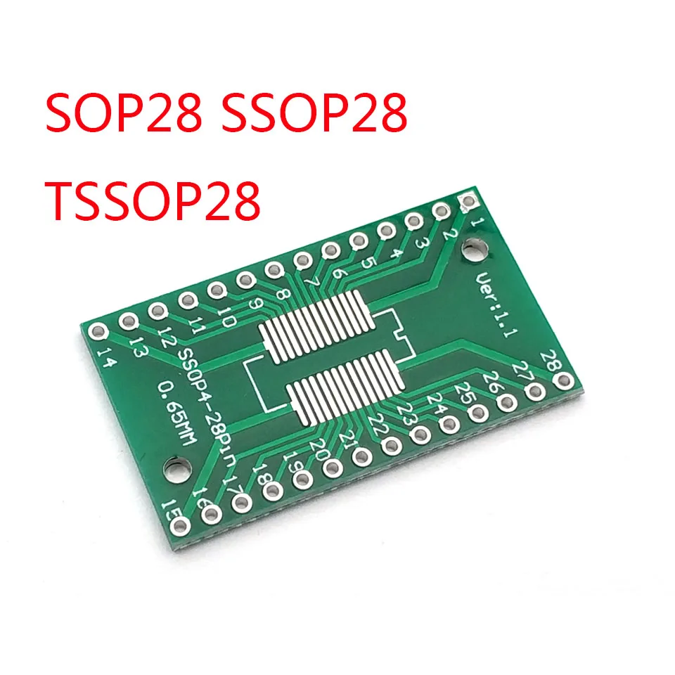 

10 Pcs SSOP28 SOP28 TSSOP28 to DIP28 Adapter Converter PCB Board 0.65/1.27mm