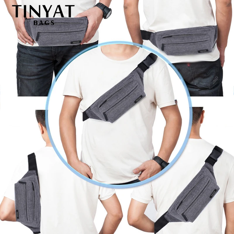 Мужская поясная сумка TINYAT повседневная функциональная ёмкостное отделение под