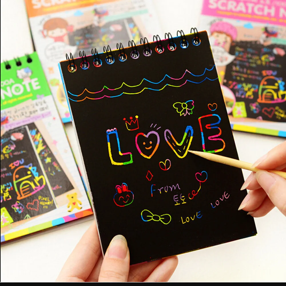

Scratch Doodles DIY Cartoon Sketch Dazzle Painting Children's Surprise Coating Magic Book for Kids Christmas Gift