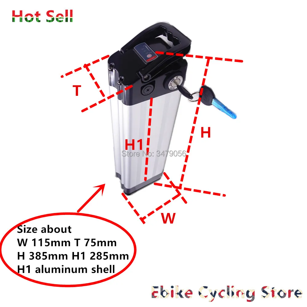 Clearance Free Shipping 250w 350w 500w electric bike scooter ebike silver fish seat post bottom discharge port battery pack 5