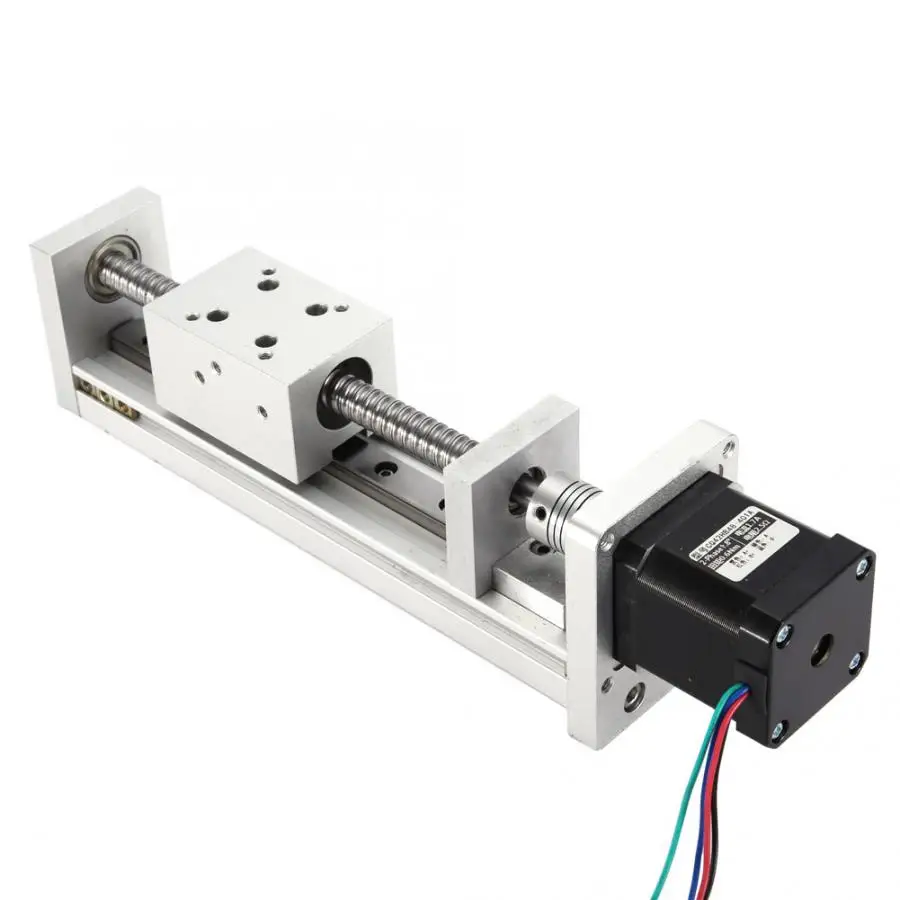 

guia linear 100mm Range CNC Linear Guide Rail Slide Stage Screw Guide Actuator Table with 42 Stepper Motor linear slide cnc part