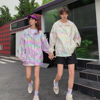 

Spring New Thin Jacket Men Fashion Gradient Color Casual Hooded Jacket Man Streetwear Trend Wild Hip Hop Loose Bomber Jacket