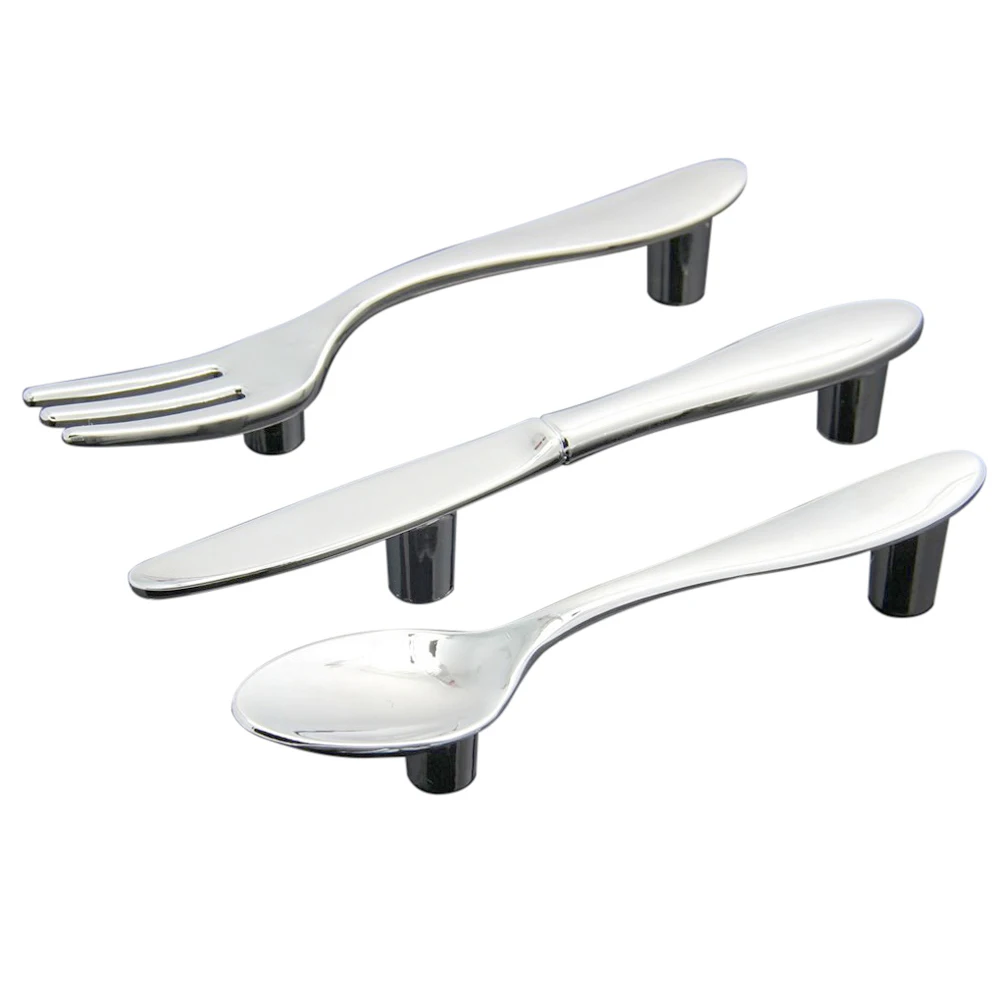 

3 pcs Creative Knife Spoon Fork Design Kitchen Cabinet Pull Handles Drawer Hardware Knobs Door Knob Pulls