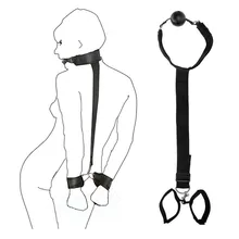 Gagging Bondage Gear Bag Sex Binding Bondage Leather Hand Cuff Backhand Cuff Gagging Couple’s Flirting Supplies