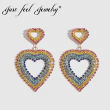 JUST FEEL новые модные милые цветные Кристальные серьги-гвоздики с бабочкой для женщин, Кристальные серьги, свадебные ювелирные изделия, подарок, вечерние