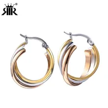 RIR, новинка, трендовые серьги из нержавеющей стали, троица, серьги-гвоздики, три слоя цветов, для помолвки, пирсинг, ювелирные изделия для женщин