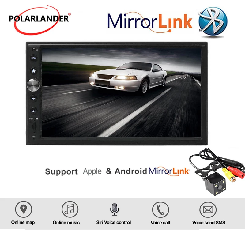 

7'' 2 DIN Car Radio Bluetooth Autoradio Multimedia Mirror link FM MP5 GPS Navgation Touch Screen For Apple Carplay & Android