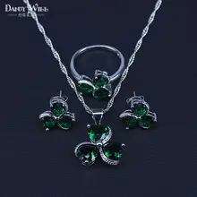 Сердце и цветок роскошные женские ожерелье серьги кольцо ювелирные изделия для невесты набор 925 пробы серебро AAA Циркон Кристалл Подарок на годовщину