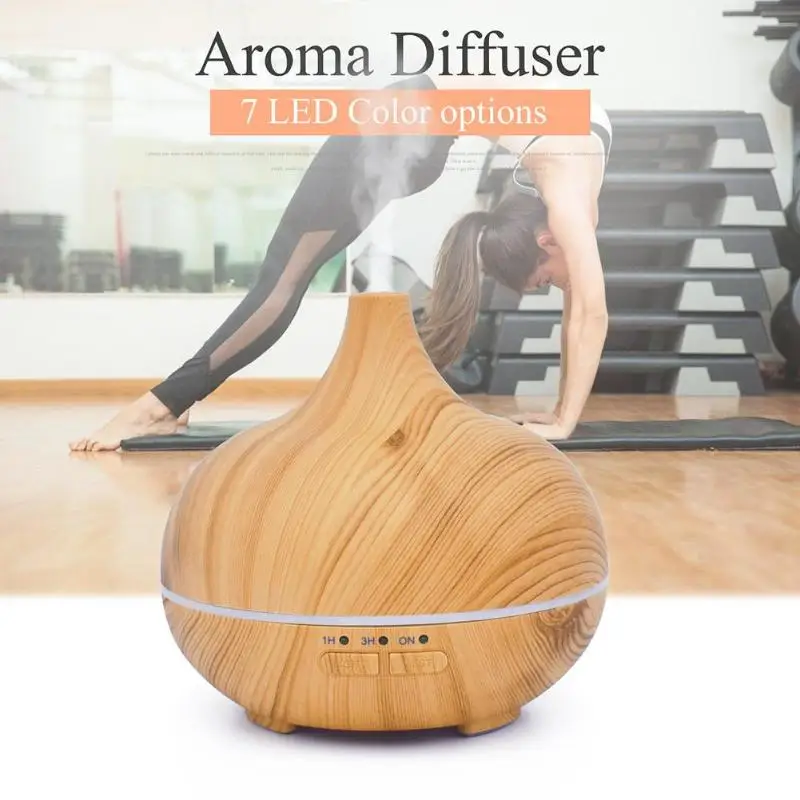 

150ml Wood Grain Air Humidifier Timing Ultrasonic Humidifier Essential Oil Aroma Diffuser Mist Maker Fogger for Home Office