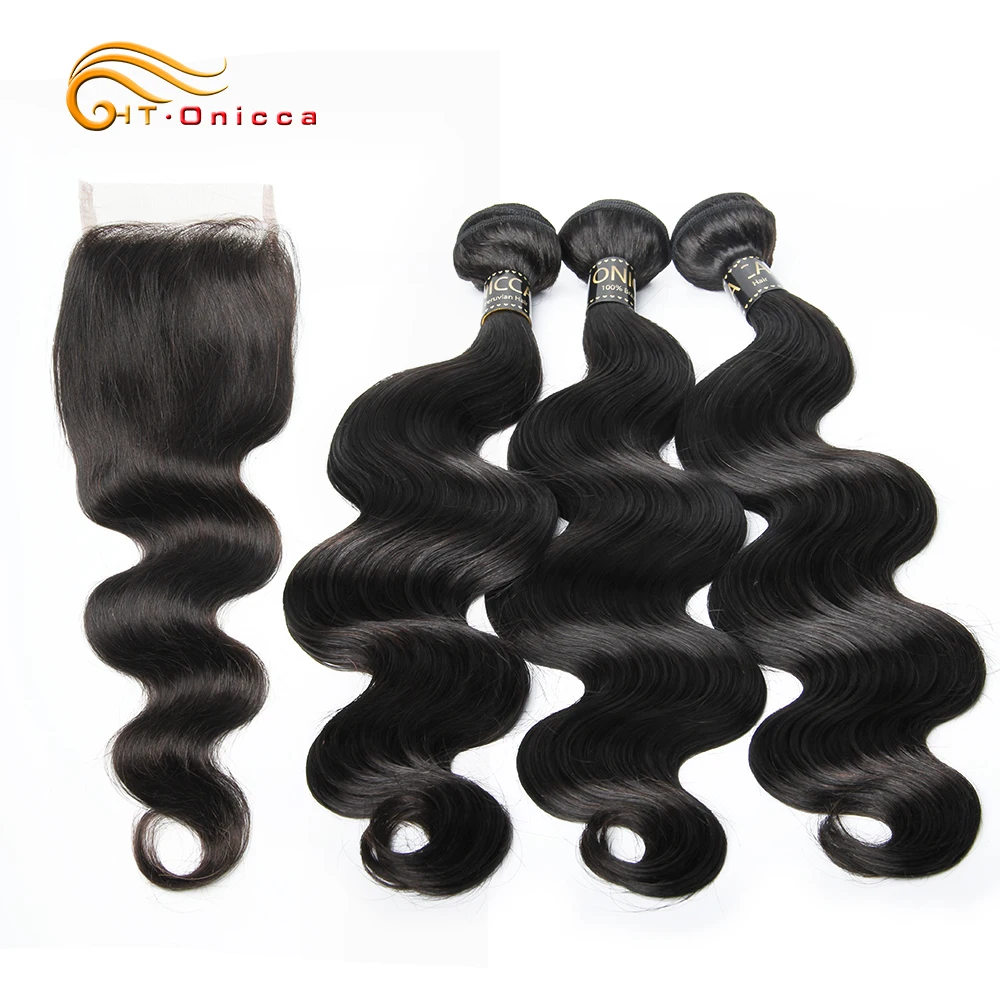 

Brazilian Body Wave Bundles With Closure Weaves Human Hair With Closure BodyWave Remy Hair Bundles With Closure Natural Color