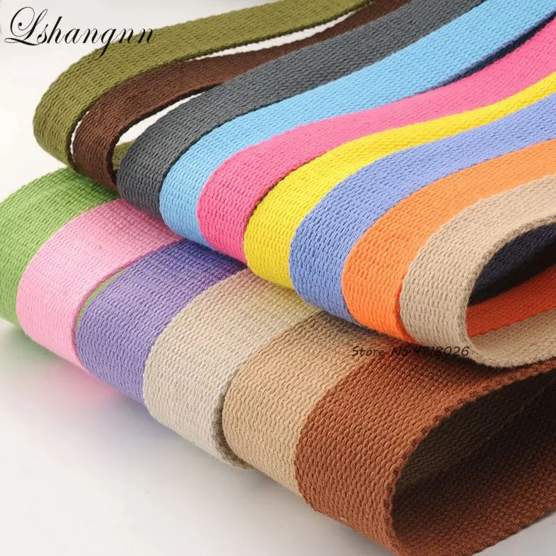 

8Yard*25MM Canvas Cotton Webbings 1.5mm Thick High Tenacity Backpack Strap Webbing Label Ribbon Clothes Sewing Tape Bias Binding