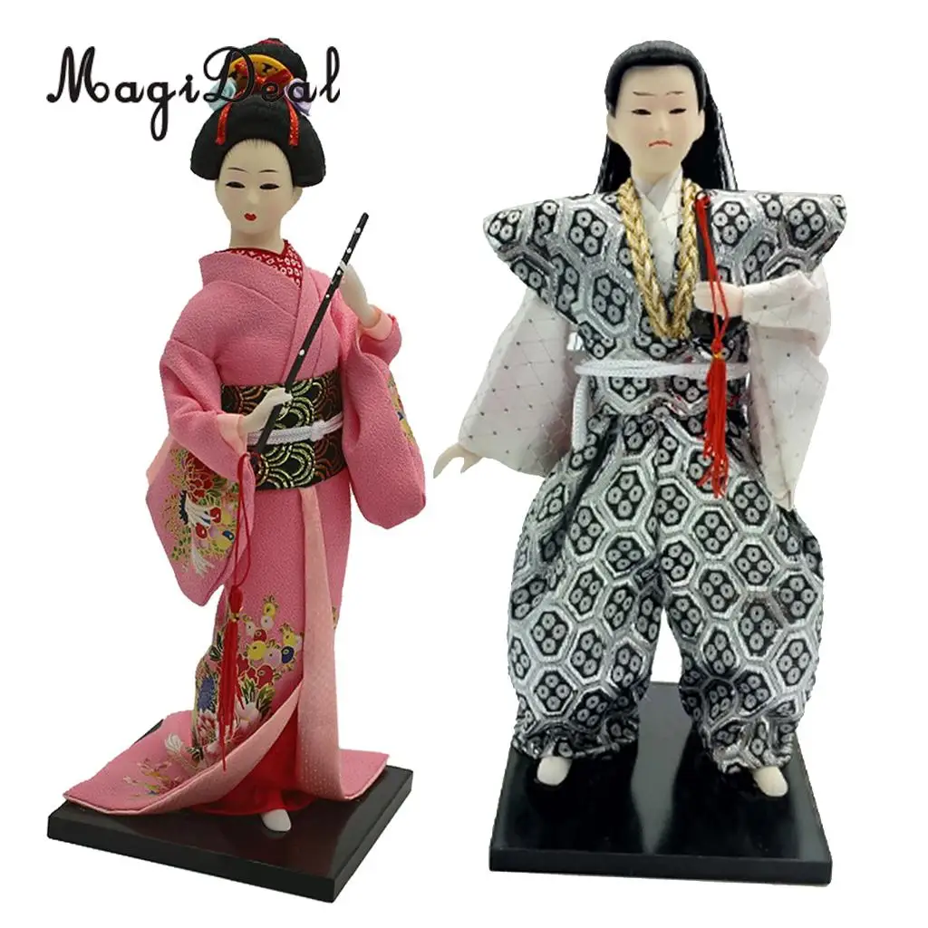 

12inch Vintage Japanese Samurai Doll & Geisha Kimono Oriental Dolls Model