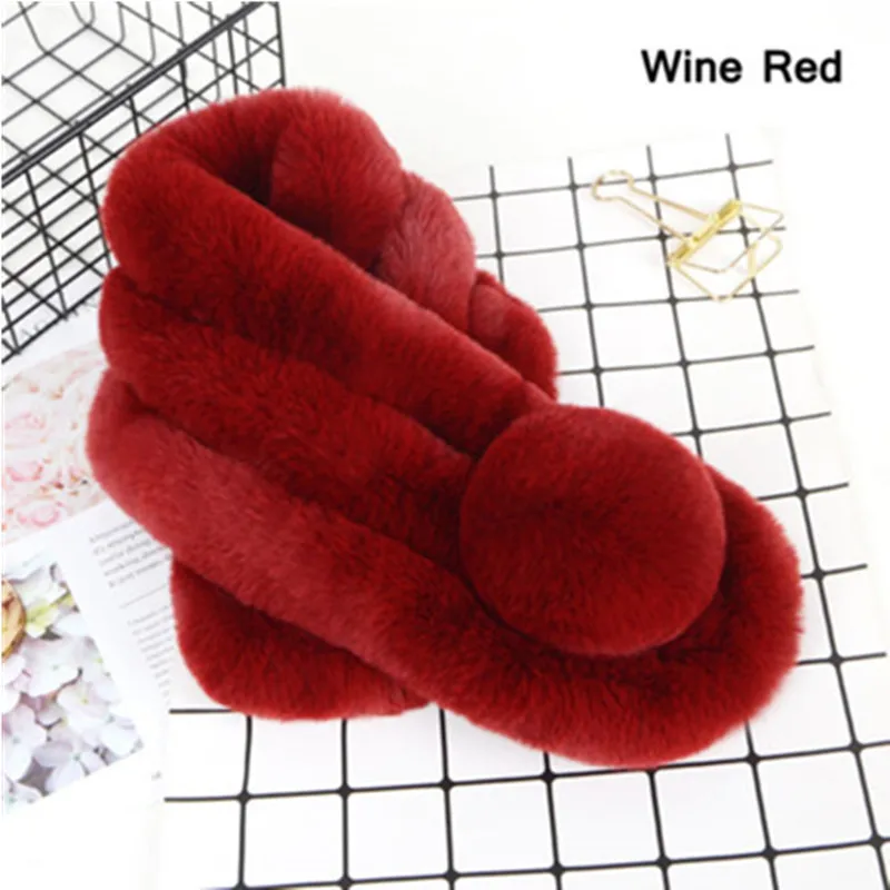 Women Winter Fashion Plush Rex Rabbit Hair Scarf Lady Thicken Fur Collar Neck Warmer