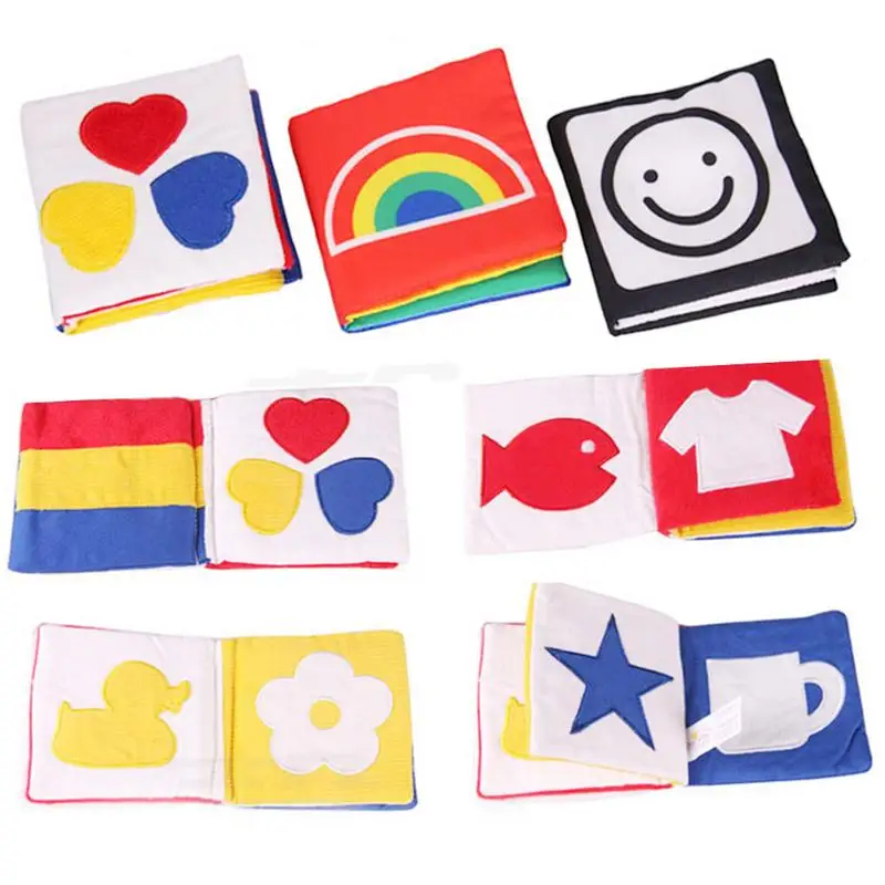 

4pcs/set Visual Development Booklet Newborn Baby Cloth Book Early Learning Educational Toys 3D Learning Cognize Soft Cloth Books