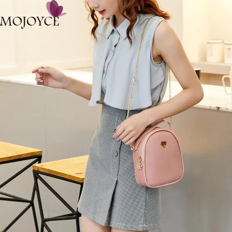 السيدات أزياء بلون شجرة تزيين الجلود الكتف رسول حقائب النساء صغيرة سلسلة قذيفة Crossbody أعلى-حقائب بيد