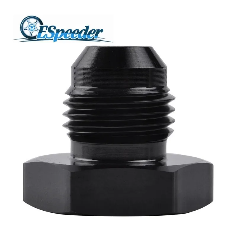 

ESPEEDER AN6 Anodized Aluminum Alloy Head Female Flare End Cap Plug Fitting Oil Fuel Straight Fittings Hose Adapter Black