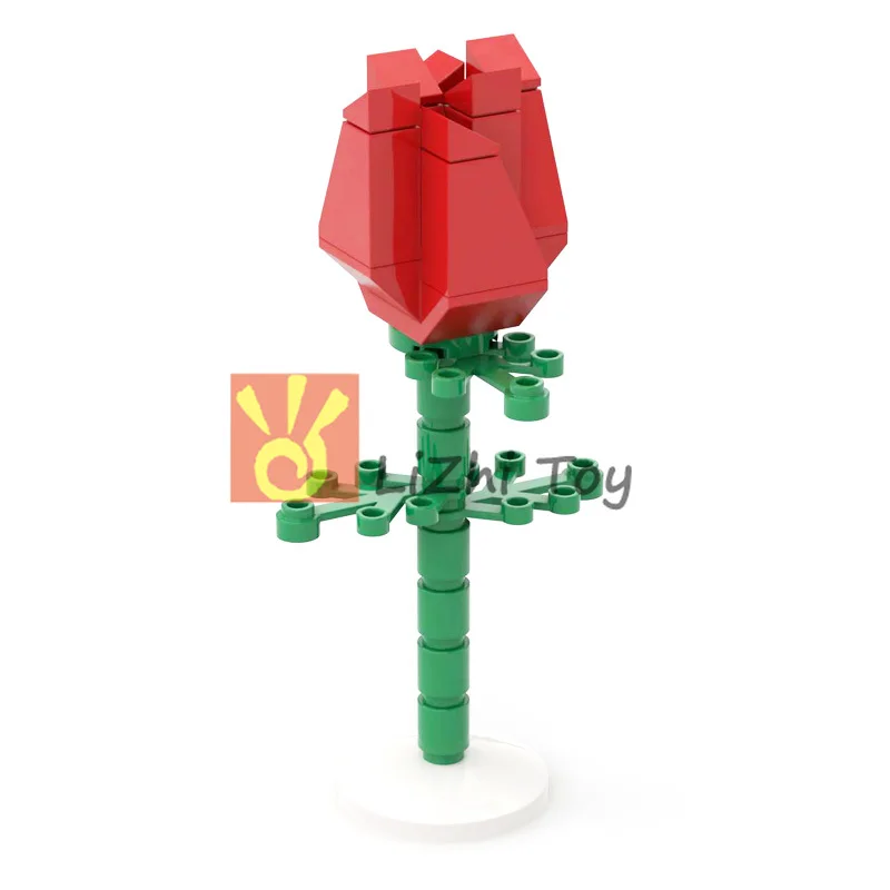 

Moc DIY Simple Rose Enlighten Building Block Bricks Compatible with Assembles Particles