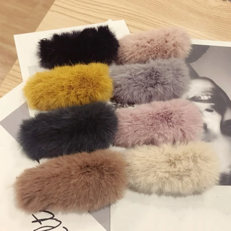 

Fashion Woolen Fur Hair Clips for Women Solid Color Hair Accessories Sweet Girls Flower Bows Hairpin Barrettes Hair Ornament