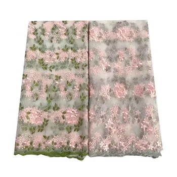 

2019 New style French net lace fabric flower Embroidery African tulle mesh lace fabric high quality african lace fabric