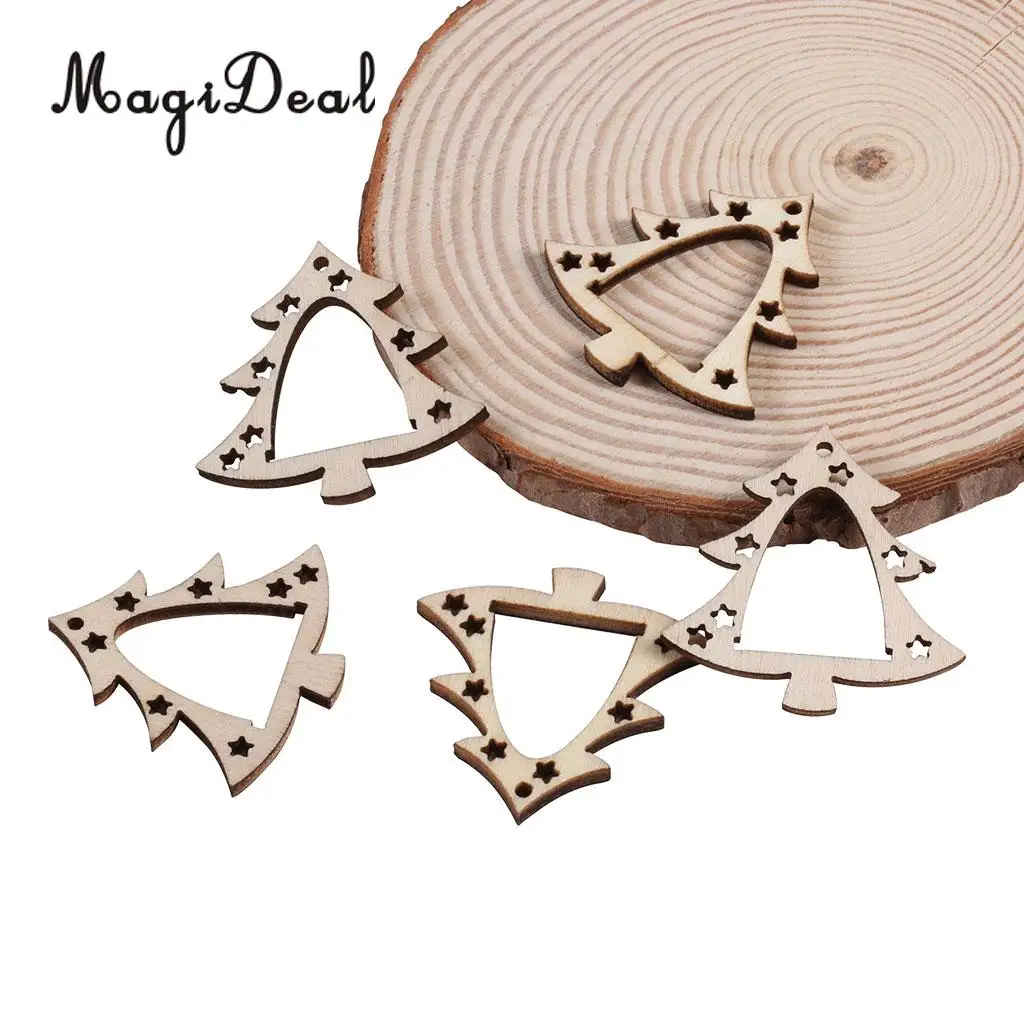 

30 Mini Natural Wood Christmas Ornaments Tree Wooden Embellishment Christmas Decorations For Scrapbooking Card Making DIY Craft