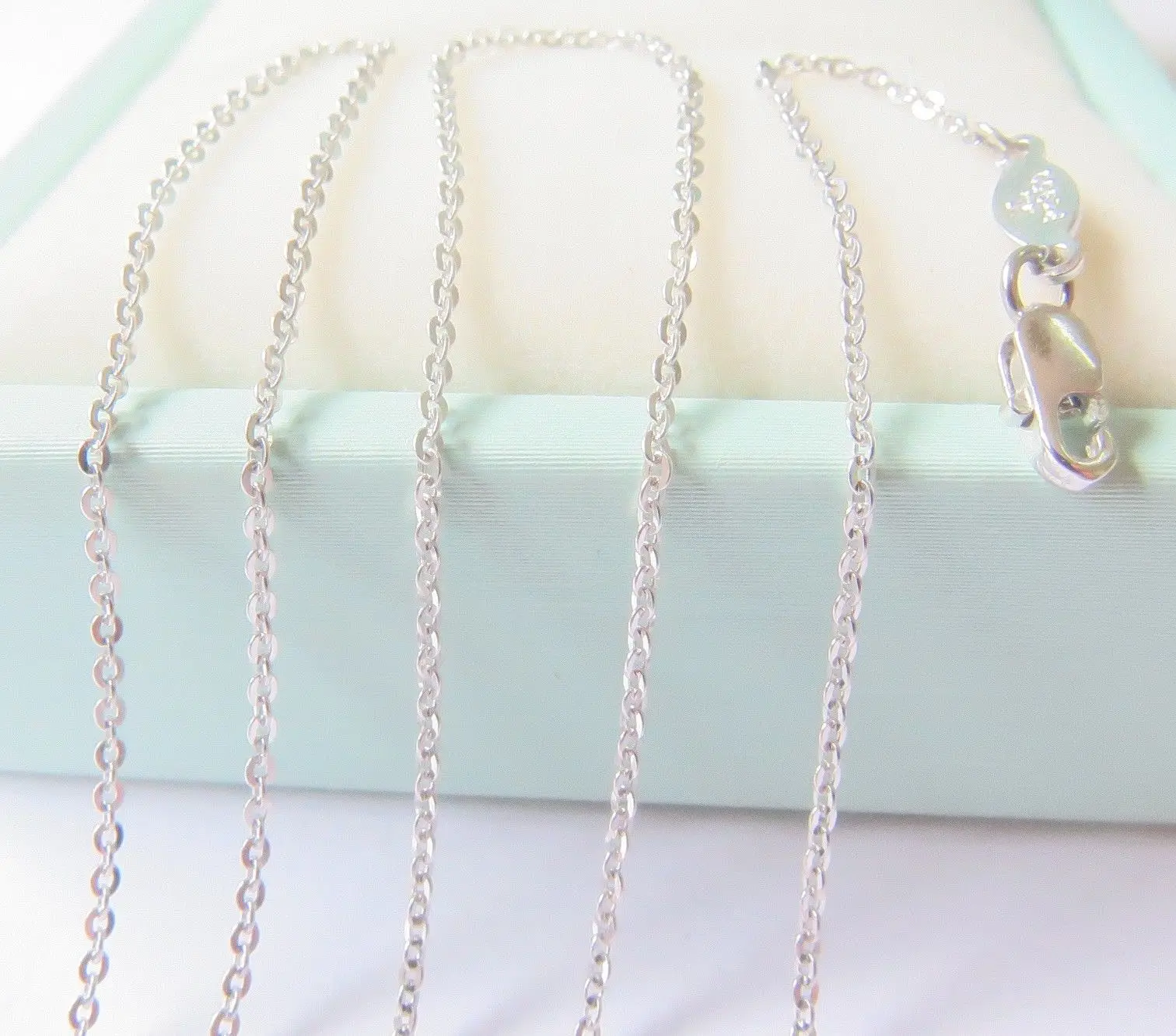 

FINE 16 INCH Solid Platinum 950 Necklace 1mm O Cable Link Chain for Lady
