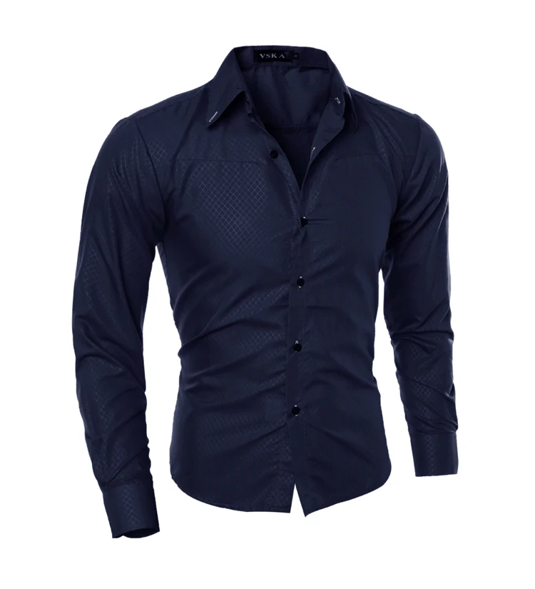 Men Clothes 2018 New Korean Slim Single Breasted Turn-down Collar Cotton  Long Sleeve Solid Mens Shirts Free Shipping