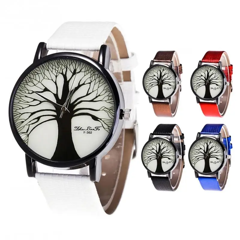 

Zhoulianfa PU Leather Band Quartz Watch Forest Dial Pattern Casual Couple Watch