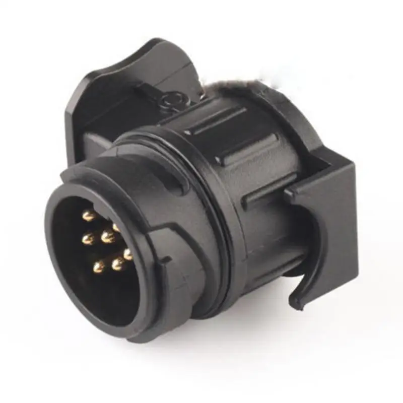 

1pc Car Trailer Truck 7 Pin Plug Adapter Converter Tow Bar Socket Black For Commercial Vehicle Trailer RV Sedan Ship