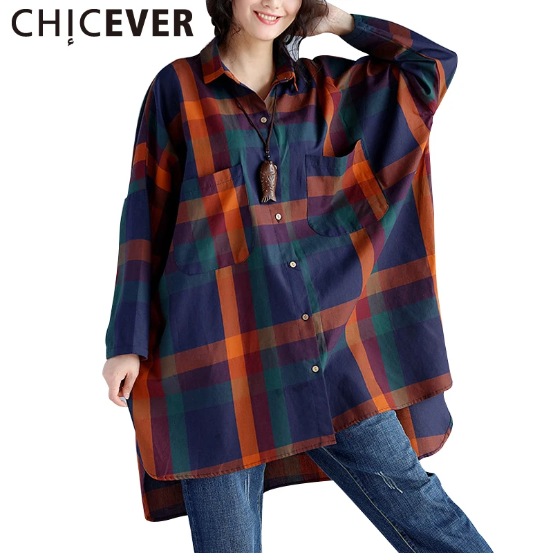 Chicever 2017 с длинным рукавом Хитов Цвета плед свободно плюс Размеры летнее платье