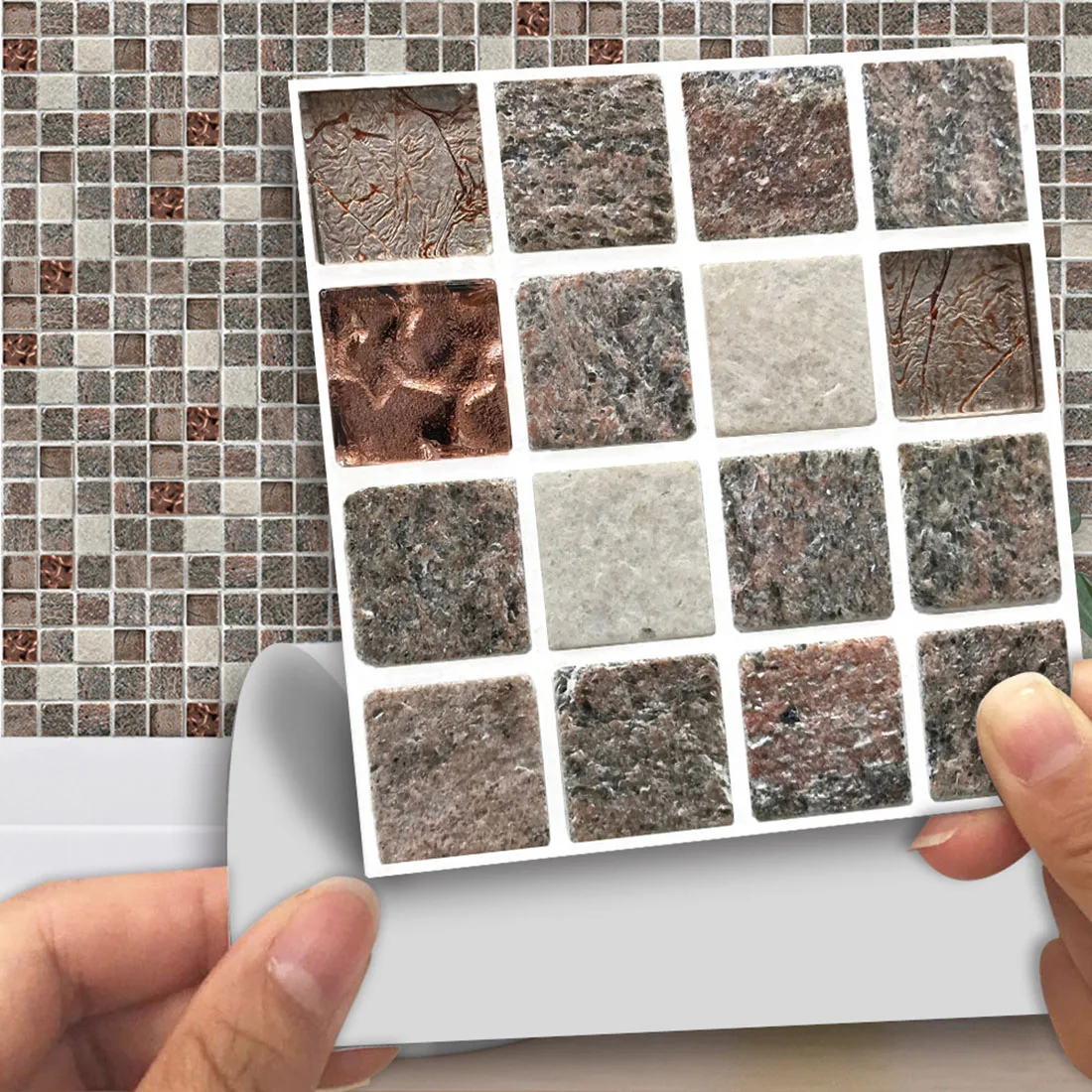 Mediterranean stone mosaic kitchen wall stickers waterproof and oil proof paper simulation tile stickers Mediterranean stone mosaic kitchen wall stickers waterproof and oil proof paper simulation tile stickers